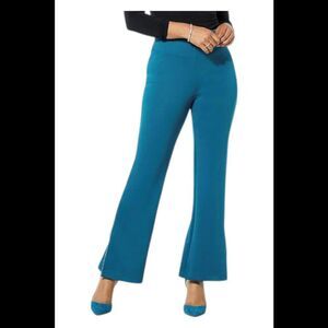LB70 by Lloyd Boston Women's Twill Glimmer Mid-Rise Flare Pant Blue - Regular